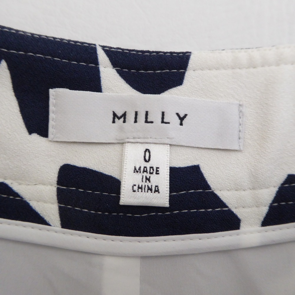 Milly Womens Nash Wide Leg Pants Navy White Floral Viscose Size 0 - Picture 8 of 10